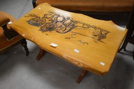 A rustic coffee table horse decoration approx. 94 x 54cm