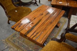 A substantial modern rustic coffee table, believed to be Rhodesian (Zimbabwe) Ironwood , of rectang