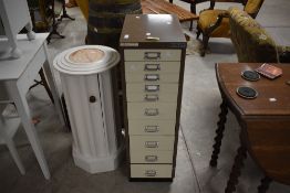 A small slender Bisley multi-drawer filing cabinet 94cm x 28cm x 41cm