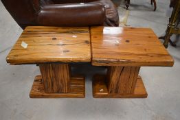 A pair of rustic occasional tables, believed to be Rhodesian (Zimbabwe) Ironwood , of square form