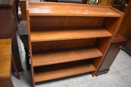 An unusual Soviet era USSR open bookshelves, with one adjustable shelf, paper label to reverse 113cm