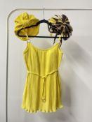 A 1960-70s Nelbarden swimming costume in bright yellow Tricel plisse, featuring the micro-skirt