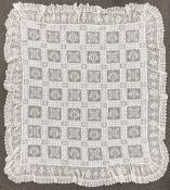 Two 19th century vintage net lace crochet bedspreads, one cream with rose motif and central circular