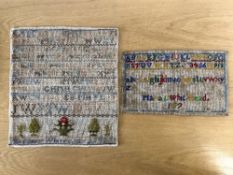 Two 19th century needlework samplers, the larger performed by Mary White is dated July 27 1871,