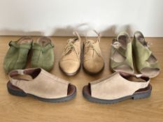 Three pairs of vintage ladies sandals and a pair of tan open heeled brogues, to include vintage
