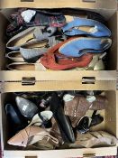 A quantity of ladies loafers, flat shoes, low heeled and wedge shoes, to include tartan, suede,