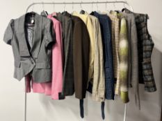 Assorted vintage and later womens tailoring and knitwear, to include denim United Colours of