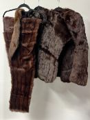 Assorted vintage furs to include a burgundy-brown short jacket, two chocolate brown capes and two