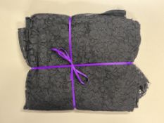 A large quantity of vintage lace in black floral rose design on netting, approximately 1.37 x 6