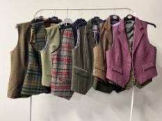 Assorted ladies suiting waistcoats in various wool plaid and tartan, to include House of Bruar, Jack