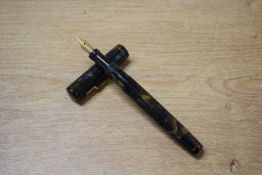 A Mabie Todd & Co Swan Minor No2 (SM2/57) lever fill fountain pen in Blue Black and Bronze marble