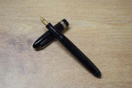 A Mabie Todd & Co Swan 4260 leverless twist fill fountain pen in Black with single broad and two