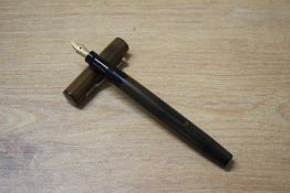 A Mabie Todd & Co Swan Minor No2 lever fill fountain pen in Black Hard Rubber (discoloured) having