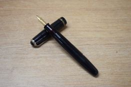 A Wyvern Perfect No81 lever fill fountain pen in Black with two narrow cap bands having Wyvert
