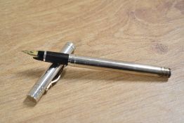 A hallmarked Silver Yard O Led converter fill fountain pen. Grip and nib may be a marriage.