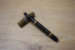 A Mabie Todd & Co Blackbird lever fill fountain pen in Black Hard Rubber (dicoloured) with two bands