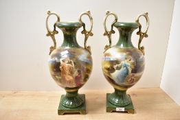 Two late 19th to early 20th-century Royal Worcester-style pottery vases, of baluster-form with