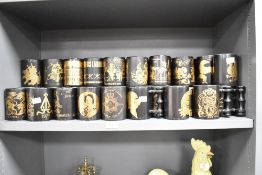 A large quantity of mid to late 20th-century Portmeirion pottery commemorative tankard mugs, all