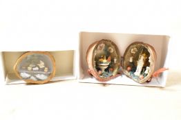 A 19th-century miniature walnut diorama, featuring a hinged walnut that opens to reveal a farming