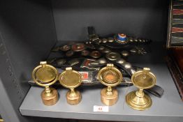 A selection of early 20th-century Scottish leather and metal horse finery/tack, comprising a group