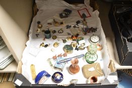 An interesting selection of sundry items, to include an enamelled match box case, Bohemian glass