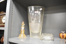 Of local Cumbrian interest, a large late 20th-century etched glass vase, inscribed ‘Free Spirit,