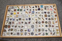 A vast selection of 20th century pin badges to include Swatch, Playstation, Care Bear and British
