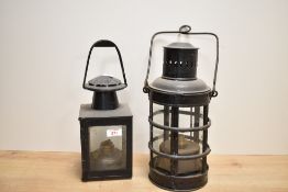 A mid-20th-century British Railways (Midland Region), Midland Division metal railway hand lamp,