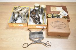 A quantity of late 19th to early 20th-century metal sundries, to include a box of mixed apothecary