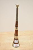A small late 19th to early 20th-century copper and metal fox hunting horn, unmarked, 25.5cm,