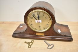 A large early 20th-century French Fontenoy Westminster chime mahogany mantel clock, having Arabic