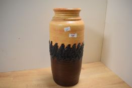 A tall mid 20th-century West German 'fat lava' floor vase by Bay Keramik, featuring a light orange