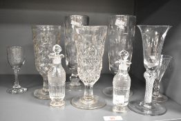 A quantity of late 19th to 20th-century glassware, to include two small Georgian-style cut glass