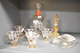 A selection of late 19th to 20th-century glassware, to include a glass box having an engraved ‘S’ in