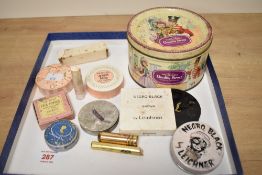 A quantity of early to mid 20th-century makeup, mainly featuring face powders, two lipsticks and