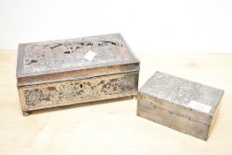 A presumed late 19th to early 20th-century Japanese silver-plated copper box, featuring an