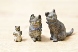 Two presumed 19th to early 20th-century Austrian bronze cold-painted cats of miniature