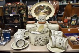 A quantity of late 20th century Hornsea pottery 'Cornrose' pattern tableware including mugs, saucers