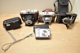 Three Cameras. An Agfa Isolette, a Hanimex Duomatic and a Kodak Brownie Six-20 folding