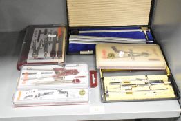 Six boxes of Technical Drawing and Draftsman Instruments by Rotring and Blundell Harding