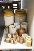 A selection of mixed stoneware jars and bottles, various sizes, the largest 22cm the smallest 4cm