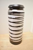 A tall mid 20th-century West German pottery floor vase, of cylindrical form, featuring hand