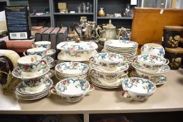 A quantity of Royal Couldon 'Victoria' pattern dinner and tea wares, plates, tureens, side plates,