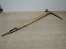French Charlet Moser Chamonix Super Contra Ice Hammer, wooden shafted, length 61cm