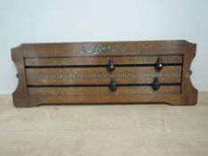 E J Riley Mahogany Billiards Scoreboard, early 20th century, width 61.5cm, height 19.5cm