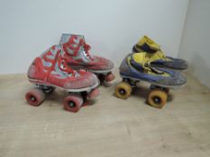 1980's Roller Skates, Red and Silver with Z on the back, Yellow and Blue, both sets well used