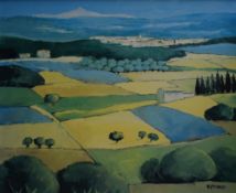 After Elisabeth Estivalet (Polish B.1952) Oleograph 'Mont Ventoux', landscape capturing the French