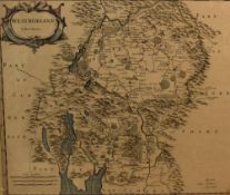 *Local Interest* After Robert Morden (British 1650 - 1703) Colourised map depicting the historic