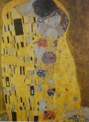After Gustav Klimt (Austrian 1862 - 1918) Lithograph 'The Kiss', the iconic 1908 painting