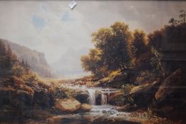 After Otto Sommer (American 1811 - 1911) Lithograph 'Above the Falls', an Autumnal mountainous river